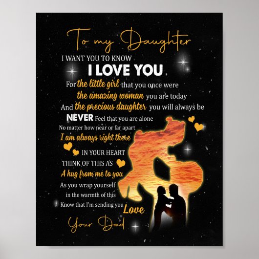 Poster Daughter Gift |Letter To My Daughter Love From Dad (Devant)