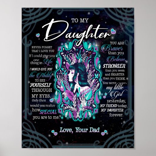 Poster Daughter Gifts | Letter To My Daughter From Dad (Devant)