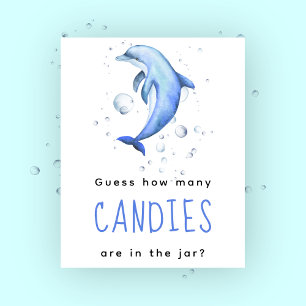 Poster Dauphin aquarelle - Combien de bonbons jeu