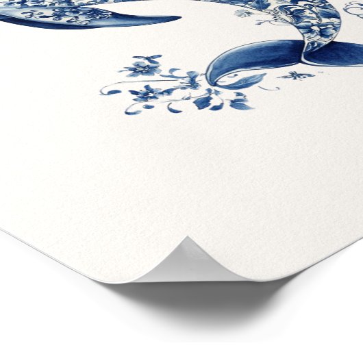 Poster Dauphin - Bleu côtier sur l'art mural beige (Coin)