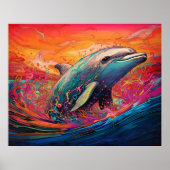Poster Dauphin coloré peinture Abstraite (Devant)