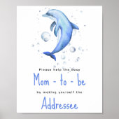 Poster Dauphin d'aquarelle - Maman à être destinataire (Devant)