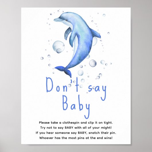 Poster Dauphin d'aquarelle - Ne dites pas bébé (Devant)