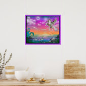 Poster Dauphin de dragon équin du Pony du Cheval Unicorne (Cuisine)