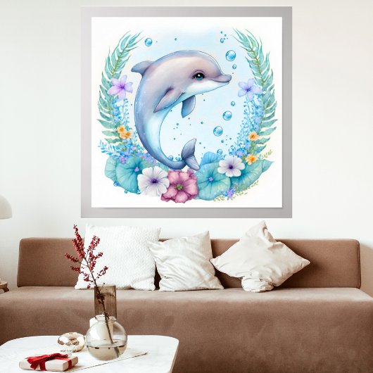 Poster Dauphin Fleur sauvage personnalisé