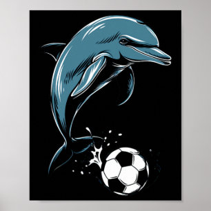 Poster Dauphin mignon jouant au football - Orque mignonne