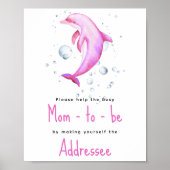 Poster Dauphin rose à l'aquarelle - future maman destinat (Devant)
