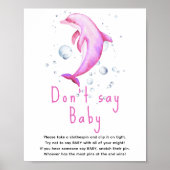 Poster Dauphin rose aquarelle - Ne dites pas bébé (Devant)