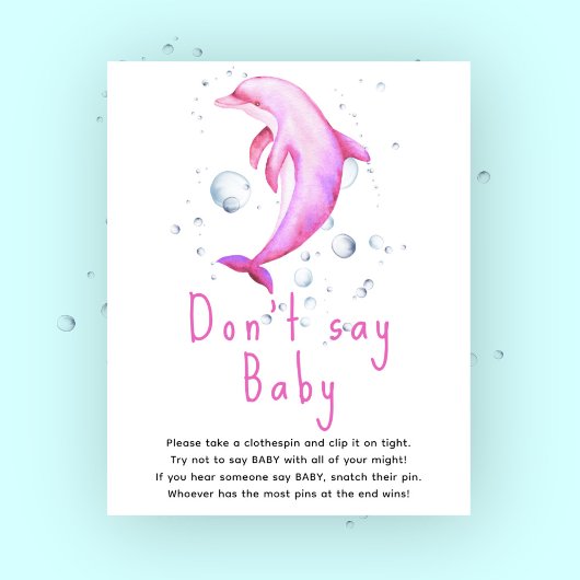 Poster Dauphin rose aquarelle - Ne dites pas bébé