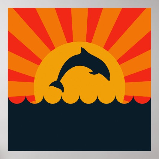 Poster Dauphin sautant hors de l'eau illustration (Devant)