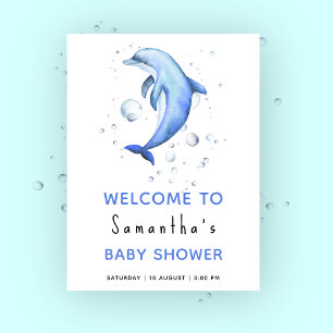Poster Dauphin sous la mer baby shower accueil
