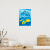 Poster Dauphin Tropical Poisson Aquarelle Peinture (Cuisine)