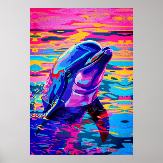 Poster Dauphin vibrant – Rêve coloré de l'océan (Devant)