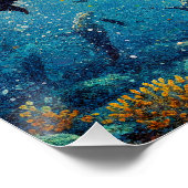 Poster Dauphins au coucher du soleil l (Coin)