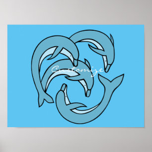 Poster Dauphins bleus entourant Thunder_Cove
