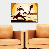 Poster Dauphins De Sauts Abstraits Au Coucher Du Soleil