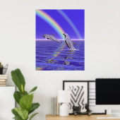 Poster Dauphins et arc-en-ciel (Bureau à domicile)