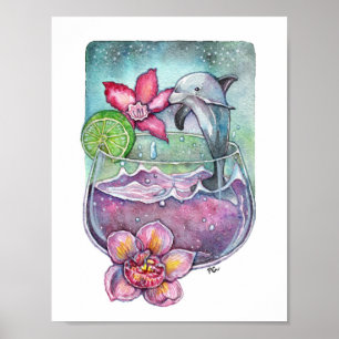 Poster Dauphins et orchidées