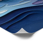 Poster Dauphins Impasto et vagues océaniques (Coin)