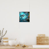 Poster Dauphins Nager sous l'eau (Cuisine)