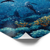 Poster Dauphins pleine lune  (Coin)