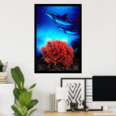 Poster Dauphins sur coraux (Bureau à domicile)