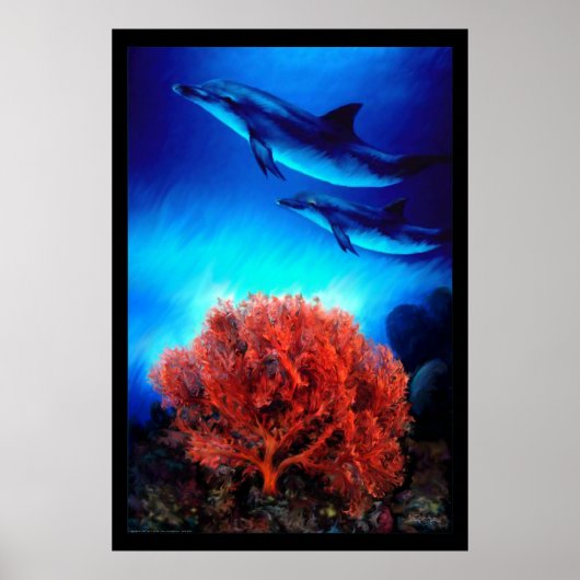 Poster Dauphins sur coraux (Devant)
