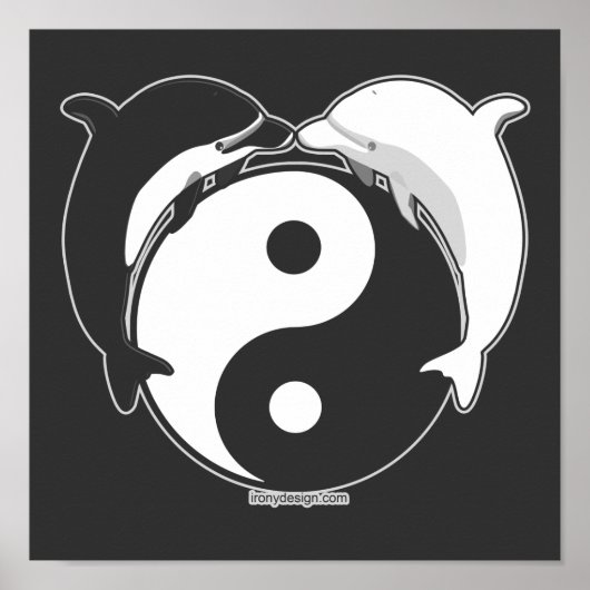 Poster Dauphins Yin Yang Noir/Blanc (Devant)