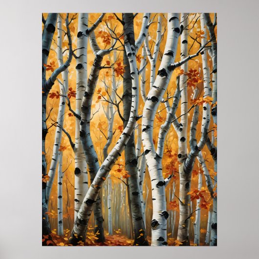 Poster d'automne Birch Trees (Devant)