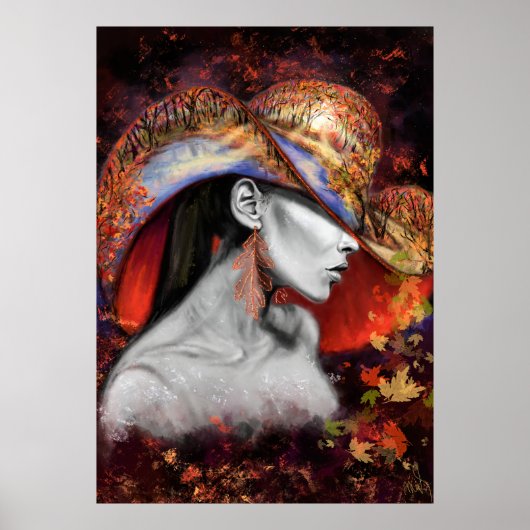 Poster d'automne Lady Imprimer - Peinture Art (Devant)