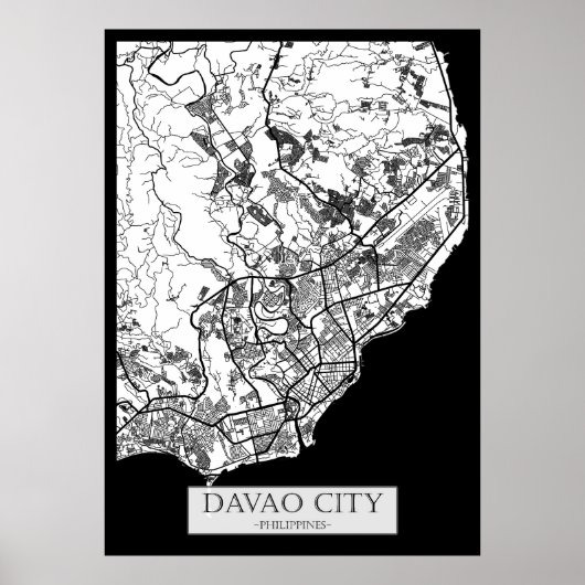 Poster Davao City Philippines City Map (Devant)