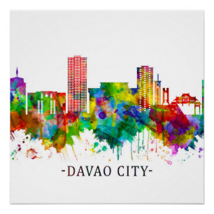 Poster Davao City Philippines Skyline