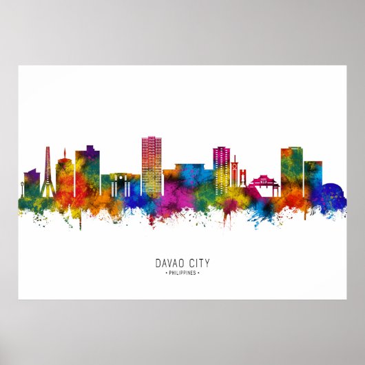 Poster Davao City Philippines Skyline (Devant)