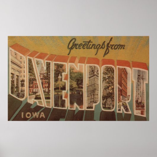 Poster Davenport, Iowa - Scènes de grandes lettres (Devant)