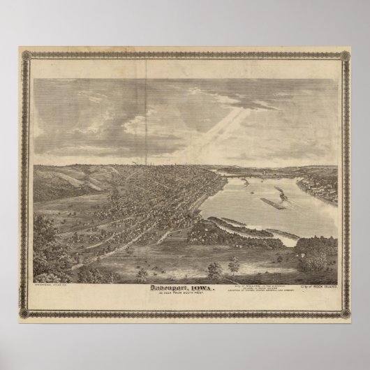 Poster Davenport, Iowa, vue du sud-ouest (Devant)