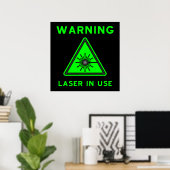 Poster d'avertissement au laser vert et noir (Bureau à domicile)