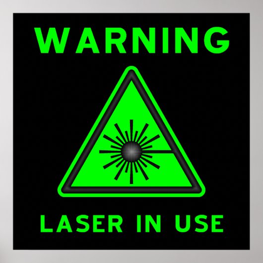 Poster d'avertissement au laser vert et noir (Devant)