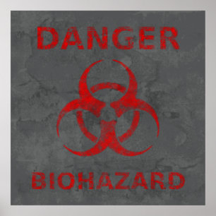 Poster d'avertissement de danger biologique rouge
