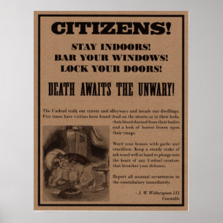 Poster d'avertissement Vampire. Décor de fête d'Ha