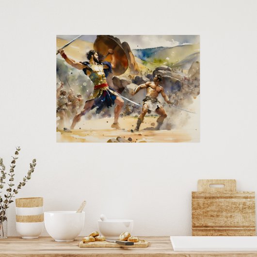 Poster David combat Goliath puissant (Cuisine)