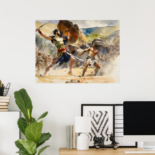 Poster David combat Goliath puissant (Bureau à domicile)
