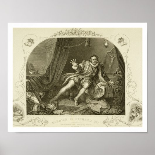 Poster David Garrick (1717-79) as Richard III, Act V Scen (Devant)