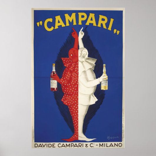 Poster Davide Campari Clowns Red and White Vintage (Devant)