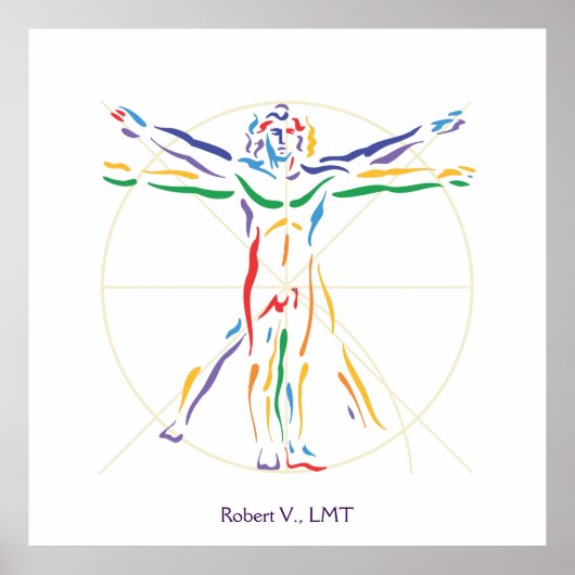 Poster DaVinci Vitruvian Homme Chakra couleurs (Devant)
