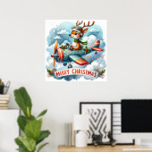 Poster d'avion Reindeer Flying (Bureau à domicile)