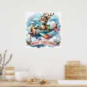 Poster d'avion Reindeer Flying (Cuisine)
