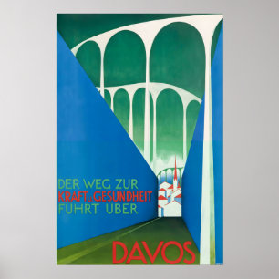 Poster Davos Alpes suisses Grisons Suisse Vintage