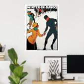 Poster Davos, Suisse Vintage voyage de ski d'hiver (Bureau à domicile)