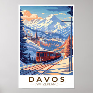 Poster Davos Suisse Voyage Art Rétro