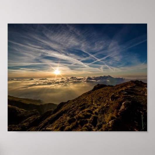 Poster Dawn Sun Mountain Landscape (Devant)